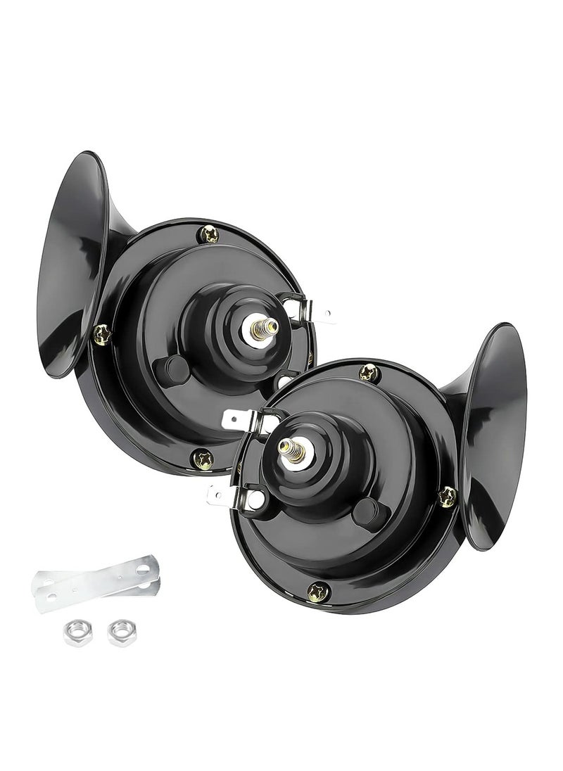 Generic - 2PCS Super Loud 12V Waterproof Air Train Horns, Double Snail Horn Kit for Cars, Motorcycles, Trucks, Bikes, and Boats - Universal Automotive Accessories (Black) - Image 1