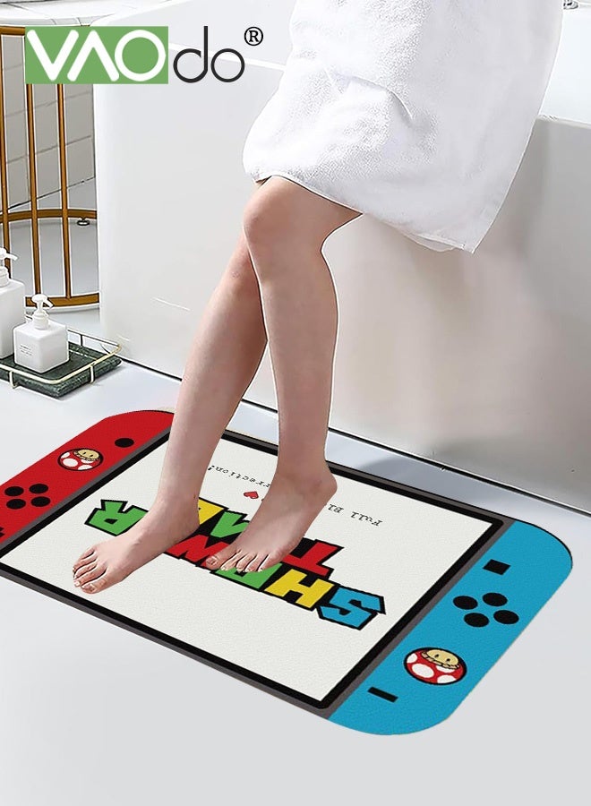 فاو دو سجادة حمام بتصميم وحدة التحكم في الألعاب، سجادة حمام، سجادة حمام ناعمة مانعة للانزلاق، سجادة حمام سريعة الامتصاص للماء، سجادة حمام ماصة قابلة للغسل لغرفة المعيشة وغرفة النوم والحمام والمكتب 60*90 سم - Image 2