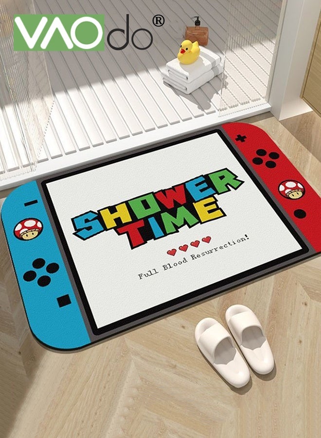 فاو دو سجادة حمام بتصميم وحدة التحكم في الألعاب، سجادة حمام، سجادة حمام ناعمة مانعة للانزلاق، سجادة حمام سريعة الامتصاص للماء، سجادة حمام ماصة قابلة للغسل لغرفة المعيشة وغرفة النوم والحمام والمكتب 60*90 سم - Image 1