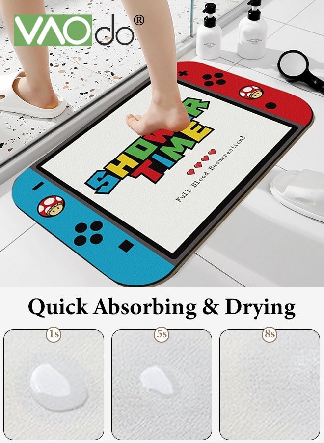 فاو دو سجادة حمام بتصميم وحدة التحكم في الألعاب، سجادة حمام، سجادة حمام ناعمة مانعة للانزلاق، سجادة حمام سريعة الامتصاص للماء، سجادة حمام ماصة قابلة للغسل لغرفة المعيشة وغرفة النوم والحمام والمكتب 60*90 سم - Image 5