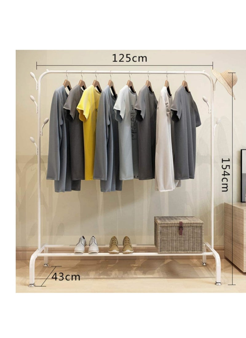 dreamons link Cloth Hanger Top Rod And Lower Storage Shelf Coat Rack cloth stand With 1-Tier Shelves White  - Image 3