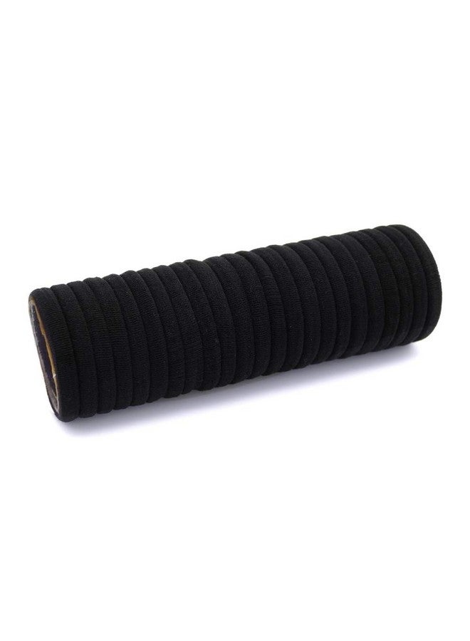 chkoodi 100 Pack Thick Elastics Hair Ties Seamless Cotton Hair Bands High Stretch Hair Ties Ponytail Holders Headband Simply Hair Ties Scrunchies Hair Accessories No Crease Damage For Thick Hair (Black) - Image 3