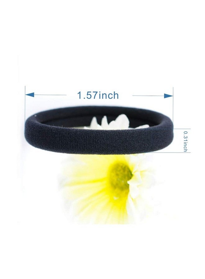 chkoodi 100 Pack Thick Elastics Hair Ties Seamless Cotton Hair Bands High Stretch Hair Ties Ponytail Holders Headband Simply Hair Ties Scrunchies Hair Accessories No Crease Damage For Thick Hair (Black) - Image 5