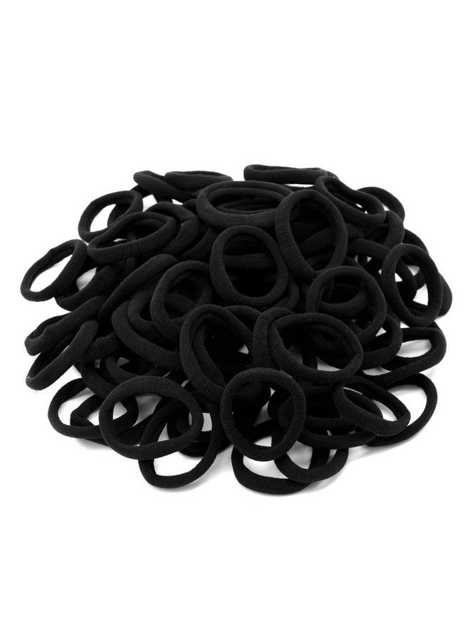 chkoodi 100 Pack Thick Elastics Hair Ties Seamless Cotton Hair Bands High Stretch Hair Ties Ponytail Holders Headband Simply Hair Ties Scrunchies Hair Accessories No Crease Damage For Thick Hair (Black) - Image 1