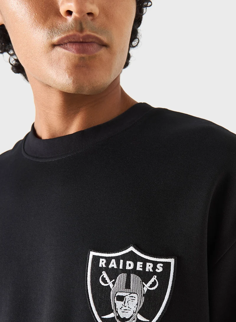 SP Characters Raiders Print Oversized T-shirt with Short Sleeves