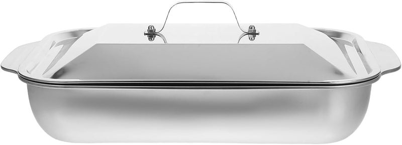 Yardwe Stainless Steel Fish Roasting Pan with Lid 41x24x8cm Deep Oven Tray Non-stick Grill Pan for Indoor Cooking and Serving Hot Food 2pcs Set for Home Kitchen Barbecue - Image 1