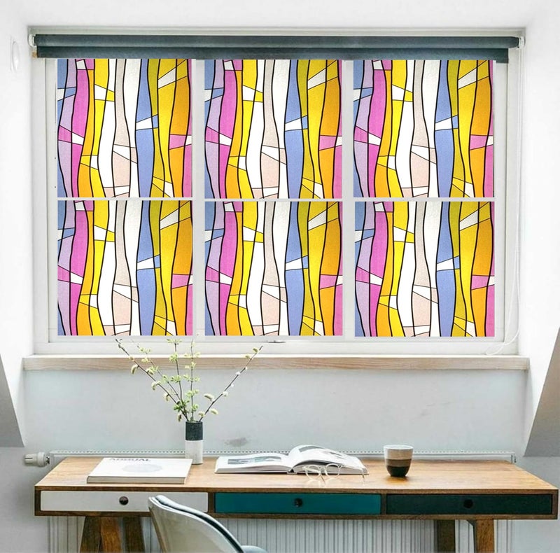 WALLTON Privacy Vinyl Frosted Window Film Glass Sticker Self-Adhesive Film Tint Wallpaper Opaque Sheet for Glass Privacy Cover Window, Door, Office, Home.| Anti-UV. (16x144 Inch, Color Waves) - Image 5