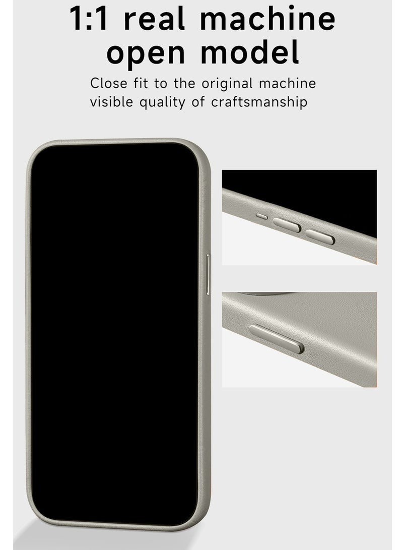 ELTRAZONE iPhone Air 5G 2025 Luxury Leather Magnetic Wireless Charging Case | Original MagSafe Compatible Shockproof Slim Protective Cover with Microfiber Lining & Drop Protection (MCMPMN) - Stone Grey - Image 5