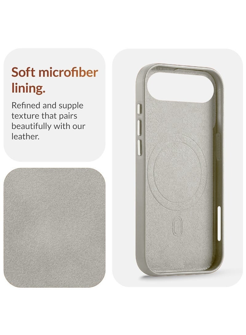 ELTRAZONE iPhone Air 5G 2025 Luxury Leather Magnetic Wireless Charging Case | Original MagSafe Compatible Shockproof Slim Protective Cover with Microfiber Lining & Drop Protection (MCMPMN) - Stone Grey - Image 2