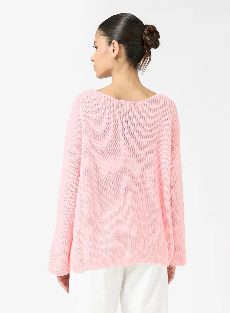 Ginger Crew Neck Bow Detail Sweater