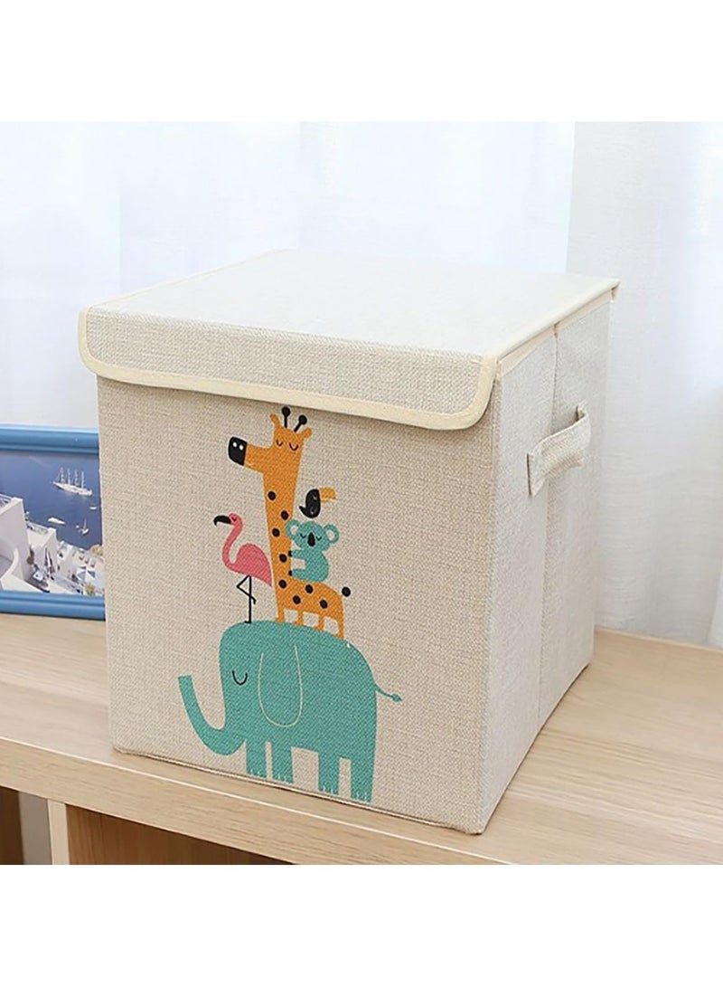 Foldable Storage Box, Storage Box with Lid, Baby Toy Box, Large Toy Storage Box, Non Woven Storage Box, Suitable for Bedroom, Living room (Elephant) - Image 1