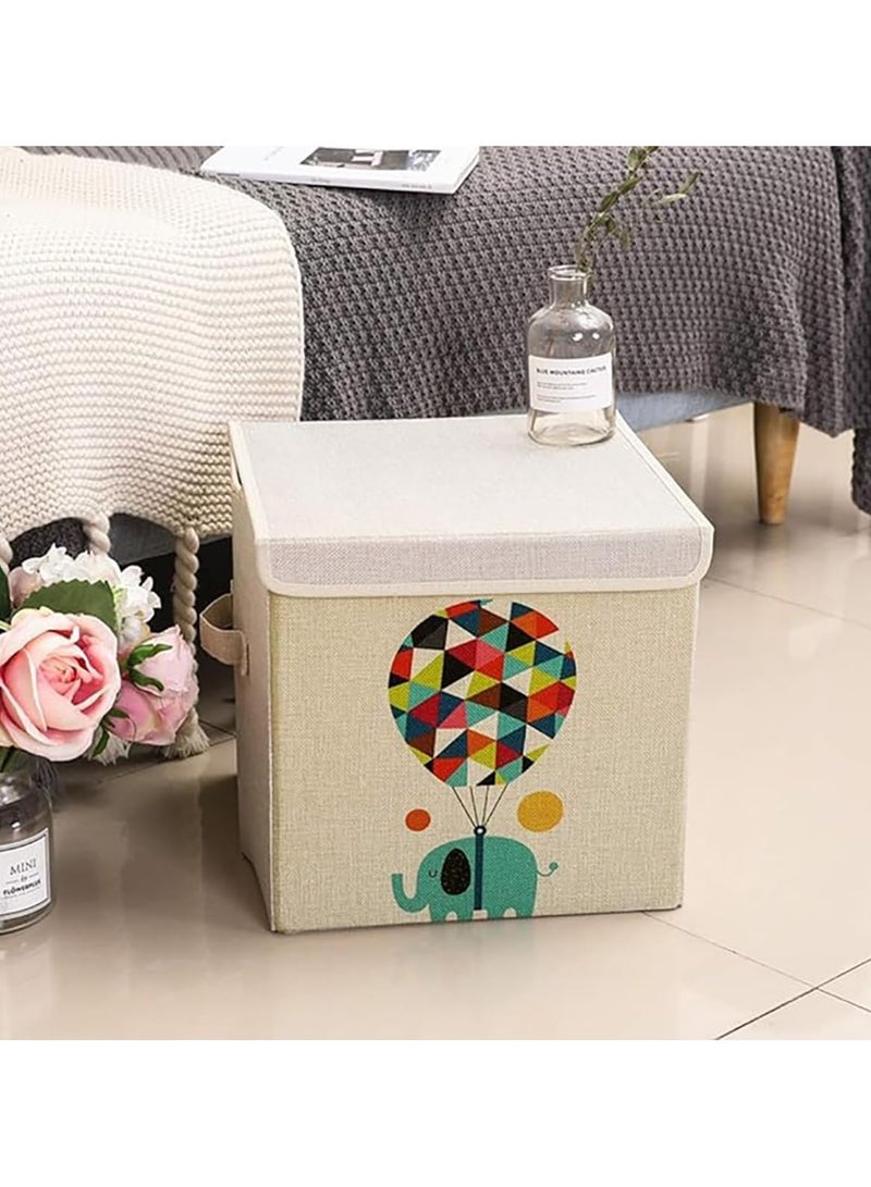 Foldable Storage Box, Storage Box with Lid, Baby Toy Box, Large Toy Storage Box, Non Woven Storage Box, Suitable for Bedroom, Living room (Elephant) - Image 2