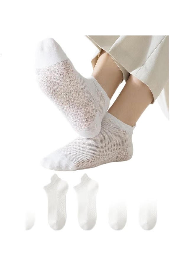 Miiow 6 Pairs Men'S Socks 100% Pure Cotton Antibacterial Odor-Resistant Ear-Lifting Mesh Boat Socks Breathable Sports Socks - Image 1