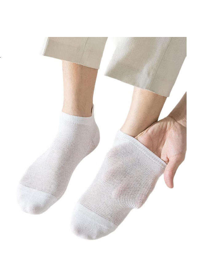 Miiow 6 Pairs Men'S Socks 100% Pure Cotton Antibacterial Odor-Resistant Ear-Lifting Mesh Boat Socks Breathable Sports Socks - Image 3