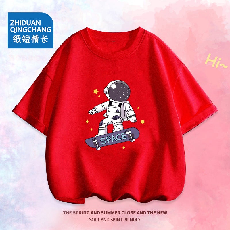 2091# Boys' Short-Sleeved T-Shirt Children'S Cotton Half-Sleeved Middle And Big Children'S Street Loose Summer Top Trendy - Image 5