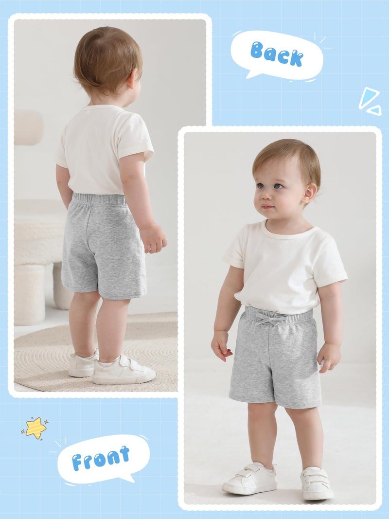 Resinta 4 Packs Unisex Baby Toddler Cotton Shorts Baby Pull-on Shorts with Drawstring Soft Summer Clothes for Daily Wear - Image 2