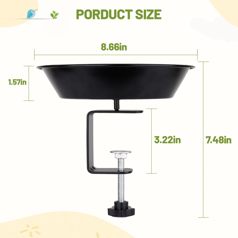 BOLITE Balcony Bird Feeder for Deck Railing, BOLITE Deck Mounted with Seed Tray for Outdoors, Adjustable Heavy Duty Sturdy Steel, Garden Decoration, Black, Gifts for Men Women - Image 5