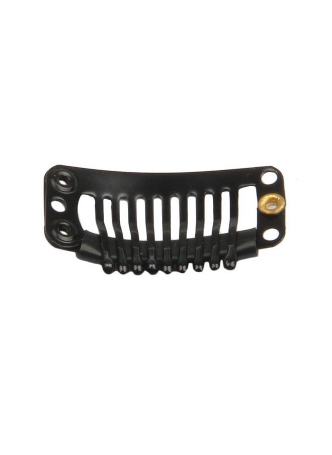 FeiHong - 20Pcs 9Teeth Stainless Snap Comb Wig Clips Hair Extension Clips Wig Accessories Clip Diy Clips For Hairpieces Wigs Hair Extensions (Black) - Image 1