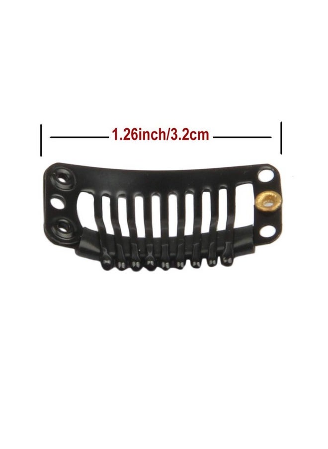 FeiHong - 20Pcs 9Teeth Stainless Snap Comb Wig Clips Hair Extension Clips Wig Accessories Clip Diy Clips For Hairpieces Wigs Hair Extensions (Black) - Image 1