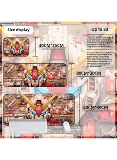Mouse Pad Oversized Gundam Computer Keyboard Pad Cartoon Game Mouse Pad Boys E-sports Computer Thickened Desk Pad-Color:900*400*3mm-Pattern:Up To 33