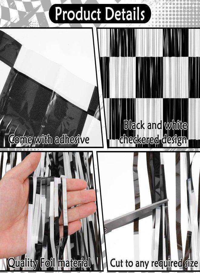 HaiFafafaing 2 Pcs Checkered Backdrop- 2 Pack Black White Checkered Backdrop Curtains - Image 4