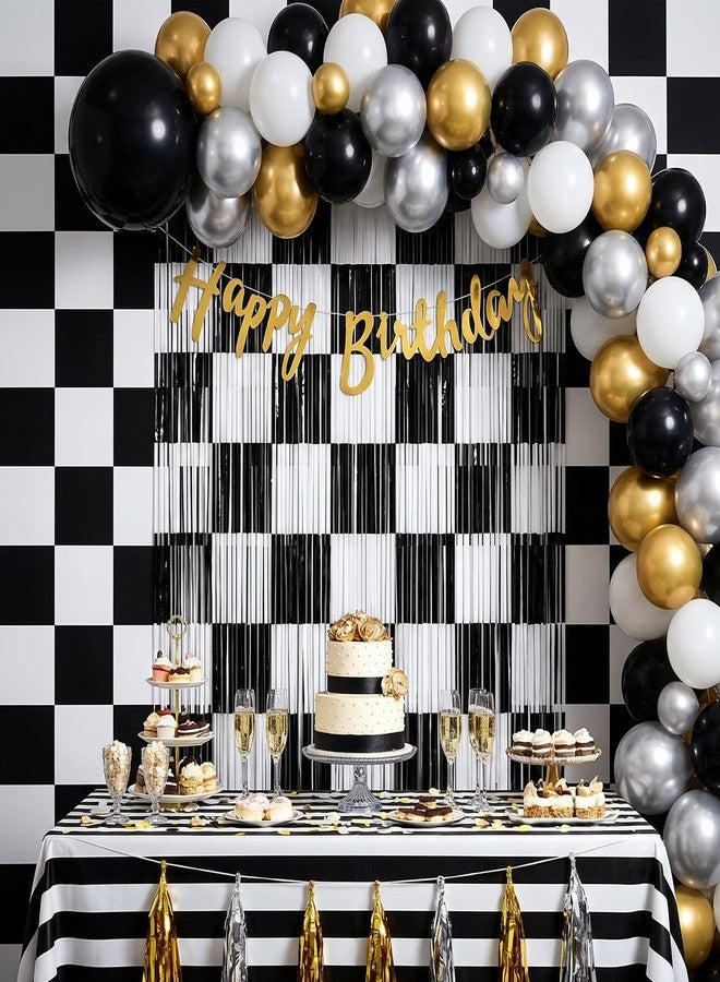 HaiFafafaing 2 Pcs Checkered Backdrop- 2 Pack Black White Checkered Backdrop Curtains - Image 5