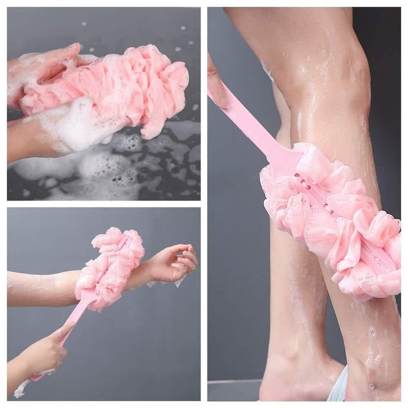 ShipFayda Loofah Bath Brush for Men and Women, Soft Nylon Sponge Back Scrubber, Shower Brush With Long Handle Exfoliating Bath Brush For Cleanse Body (Multicolor) (Standard, 1, count) - Image 3