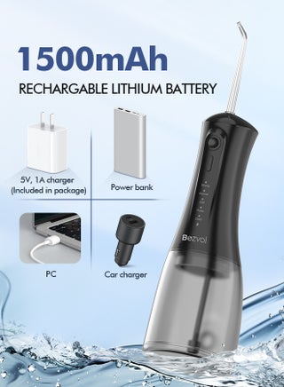 Portable Water Flosser – Cordless, 5 Modes, 300ML, IPX7 Waterproof, Rechargeable Oral Irrigator with 6 Tips for Teeth Cleaning - view 3