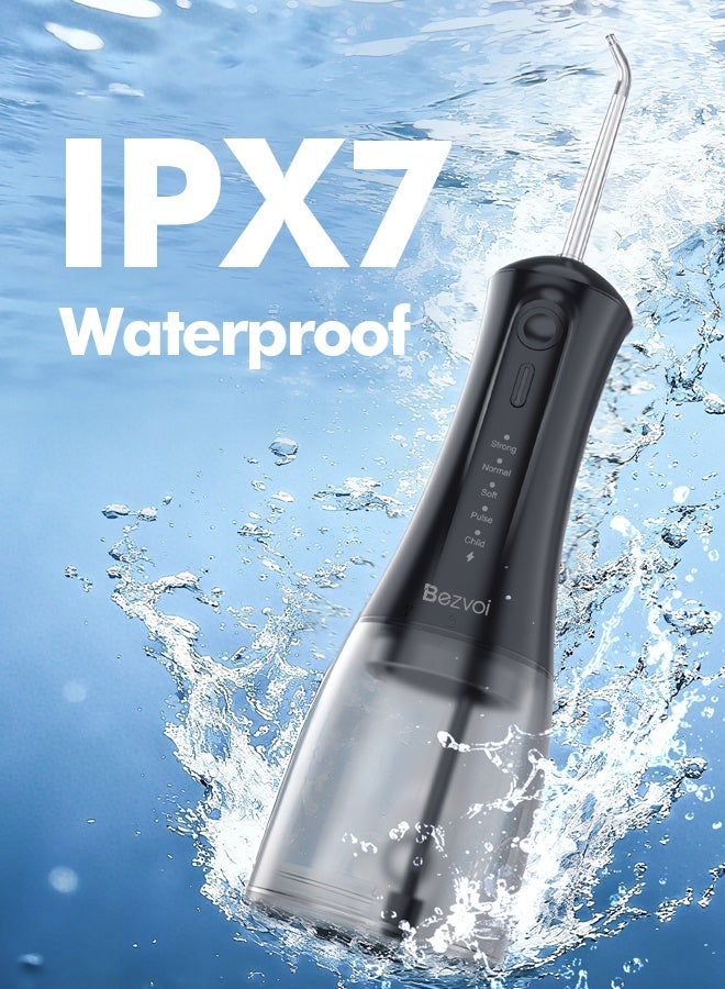 Bezvoi Portable Water Flosser – Cordless, 5 Modes, 300ML, IPX7 Waterproof, Rechargeable Oral Irrigator with 6 Tips for Teeth Cleaning - Image 4
