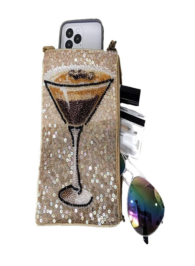 Bamboo Trading Cocktails Anyone Espresso Martini Beaded Phone Crossbody Bag: Unique Club Accessory, Stylish Mini Handbag for Women - Image 3