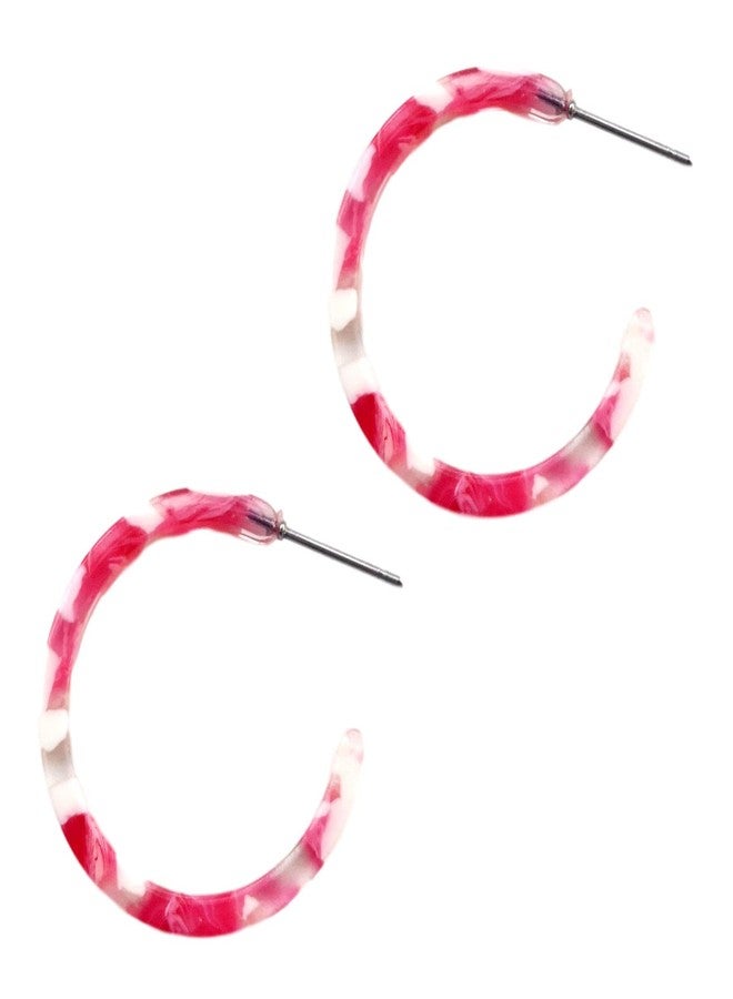 MIFYNN Acrylic Hoop Earrings Resin Acrylic Leopard Print Round Circle Stud Earrings Lightweight Boho Statement Dangle Drop Earrings (Pink) - Image 1