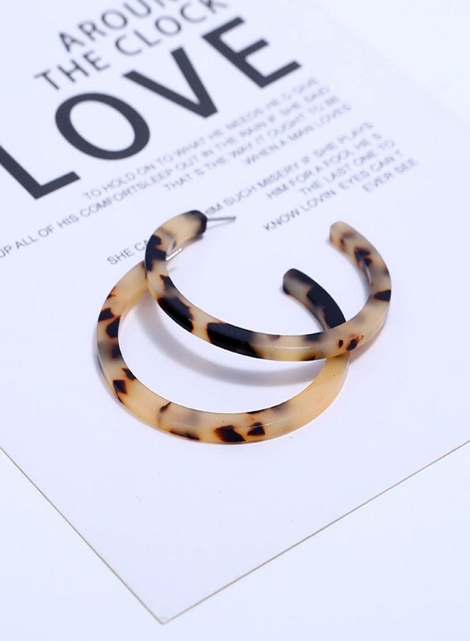 MIFYNN Acrylic Hoop Earrings Resin Acrylic Leopard Print Round Circle Stud Earrings Lightweight Boho Statement Dangle Drop Earrings (Pink) - Image 2