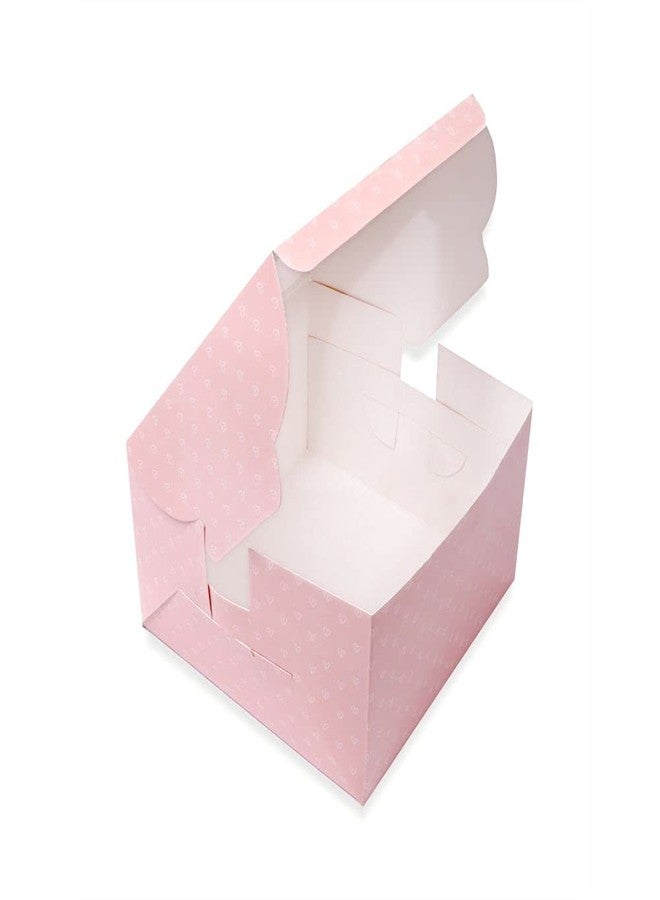 Chic a Choc Pink Floral Mini Cake, 4 Brownie, Tart, Pastry Box (6x6x3 in) (Pack of 8) - Image 3