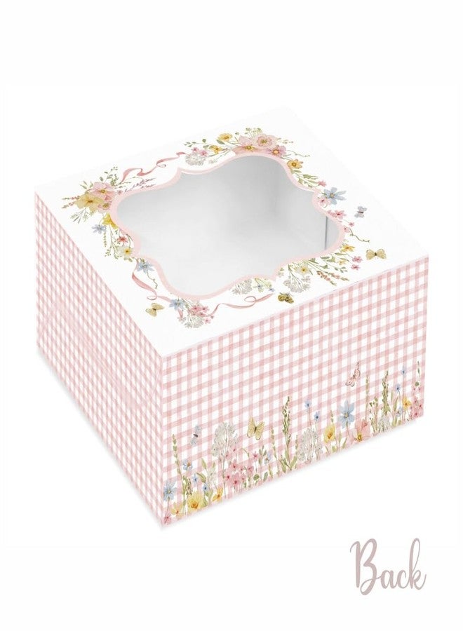 Chic a Choc Pink Floral Mini Cake, 4 Brownie, Tart, Pastry Box (6x6x3 in) (Pack of 8) - Image 4
