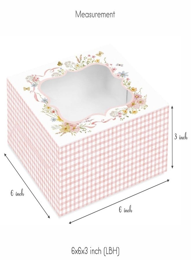Chic a Choc Pink Floral Mini Cake, 4 Brownie, Tart, Pastry Box (6x6x3 in) (Pack of 8) - Image 5