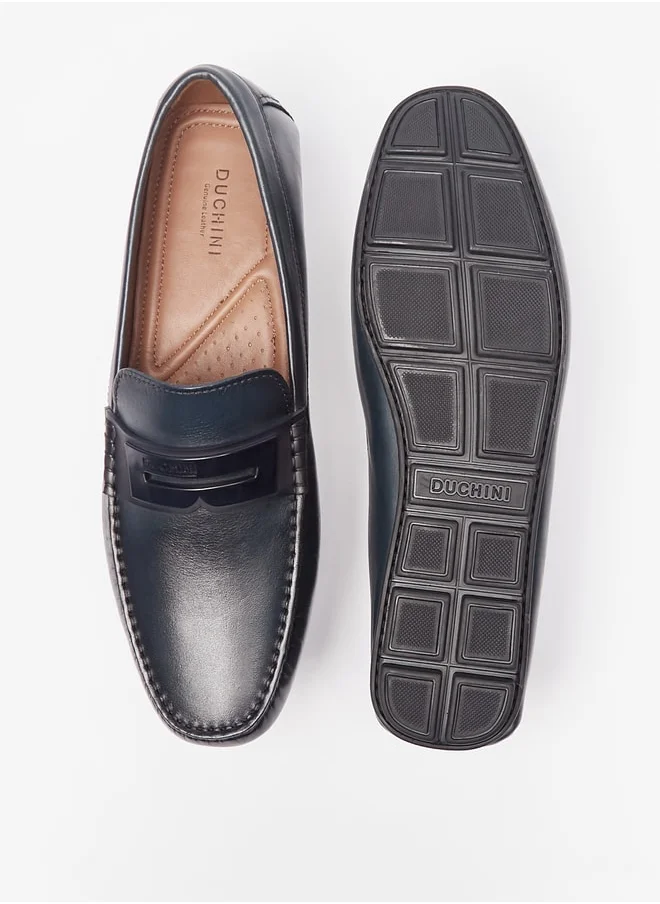 دوتشيني Men's Solid Slip-On Moccasins