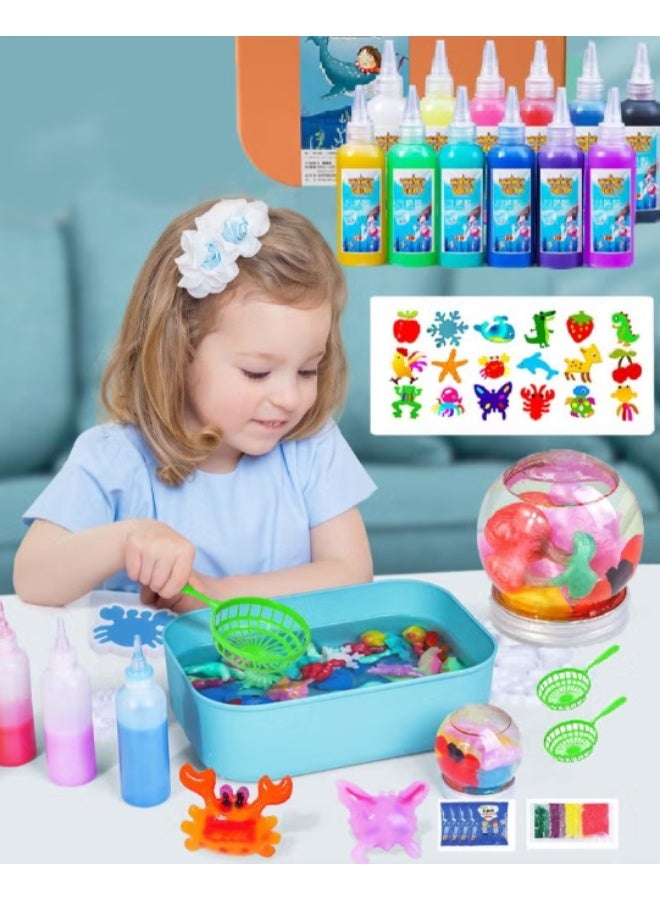 Magic Water Elf Beads Toy Set with Storage Box, DIY Jelly Sea Creatures Making Kit, Sensory Play Toy for Kids Ages 3+, Ideal for Party Favors, Goodie Bags, Birthday Gifts & Prizes