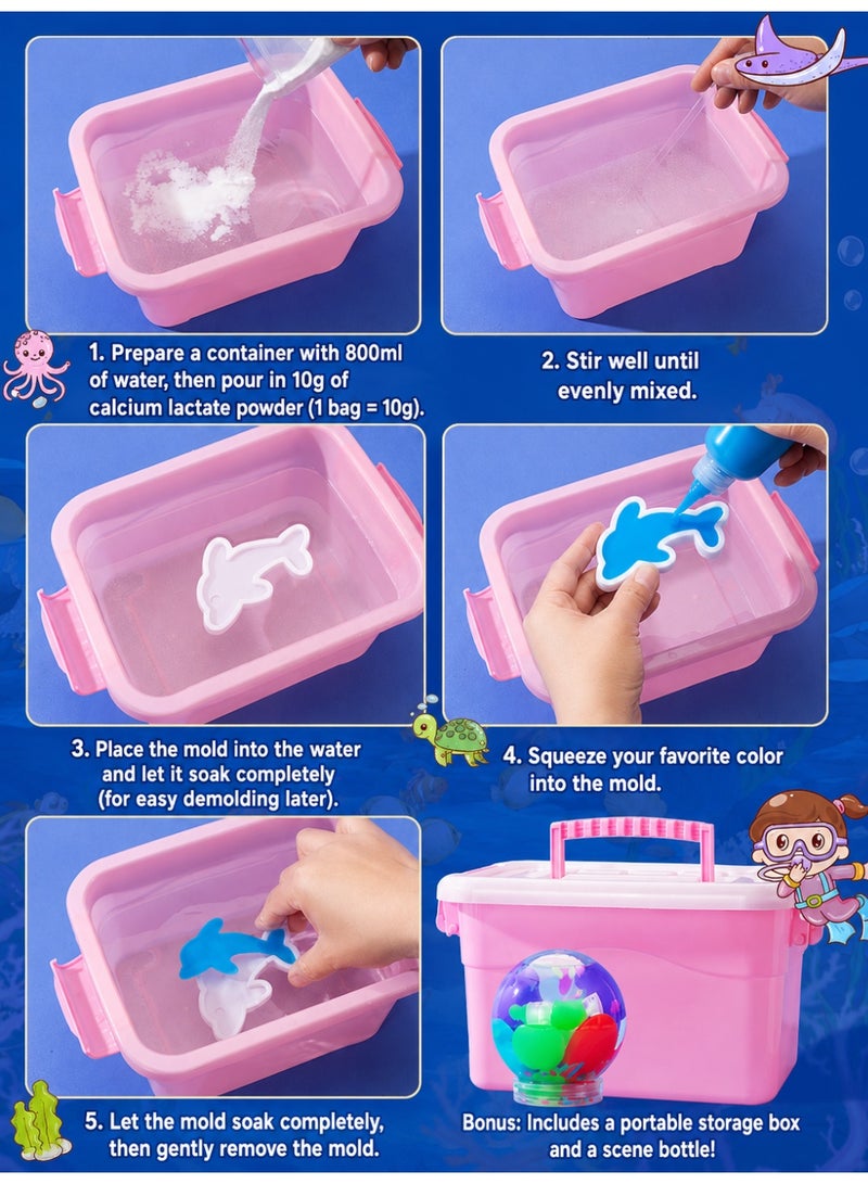 هيروسبيس مجموعة ووتر إلف DIY للأطفال بـ16 زجاجة، عدة صنع مخلوقات بحرية هلامية مع صندوق تخزين، لعبة حسية إبداعية للأطفال +3 سنوات - Image 2