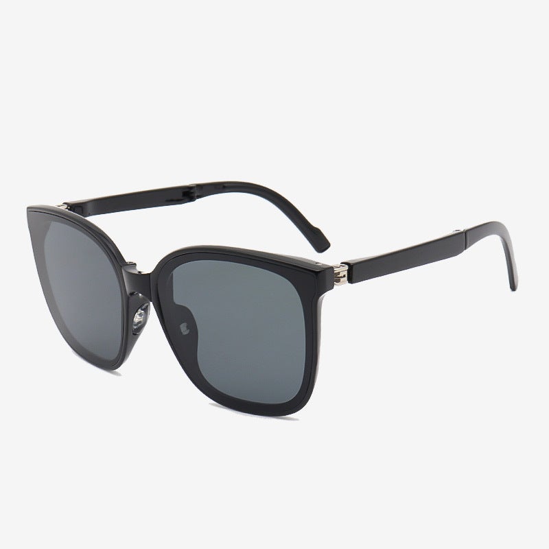 Generic Huayi Foldable Sunglasses Womens Anti-UV Summer Simple Fashion Lightweight Face Showing Small Sunglasses Mens Trendy Wholesale Smoke Black (four generations)