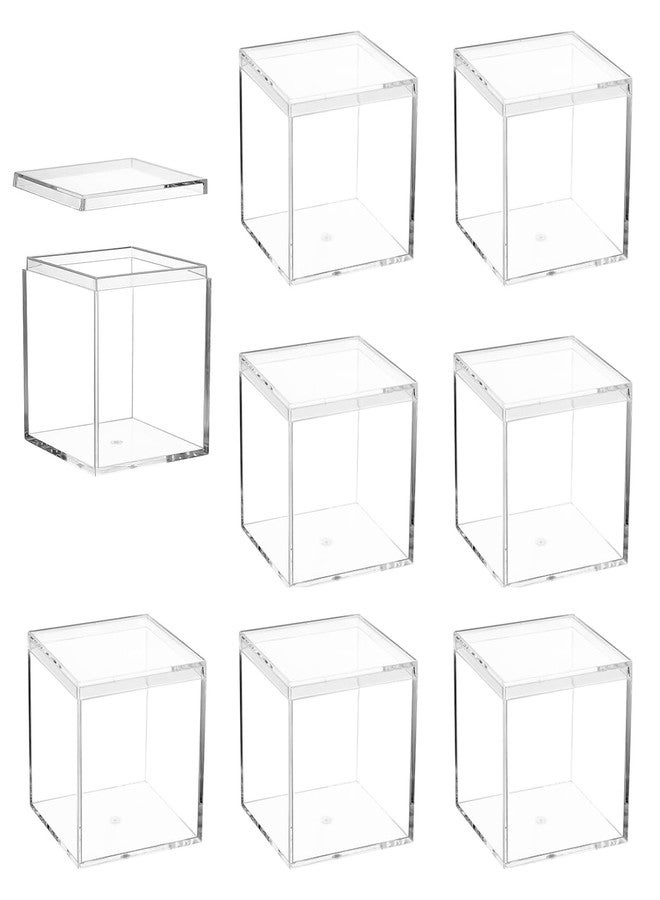 ADVcer 8 pcs Clear Acrylic Box with Lid, 2.36 inch Square Cube Small Acrylic Storage Boxes Display Case, Transparent Plastic Decorative Box Set for Jewelry Gift Toy Model Candy Mini Cake Containers - Image 1
