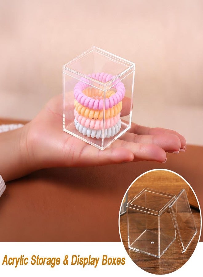 ADVcer 8 pcs Clear Acrylic Box with Lid, 2.36 inch Square Cube Small Acrylic Storage Boxes Display Case, Transparent Plastic Decorative Box Set for Jewelry Gift Toy Model Candy Mini Cake Containers - Image 4