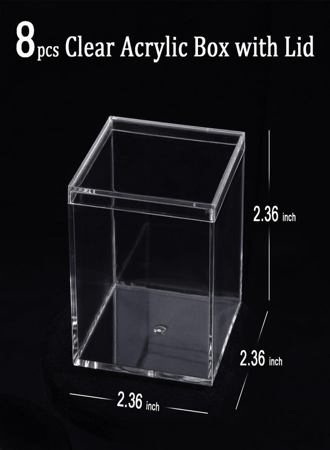 ADVcer 8 pcs Clear Acrylic Box with Lid, 2.36 inch Square Cube Small Acrylic Storage Boxes Display Case, Transparent Plastic Decorative Box Set for Jewelry Gift Toy Model Candy Mini Cake Containers - Image 3