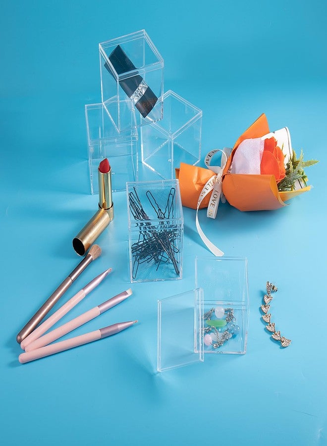 ADVcer 8 pcs Clear Acrylic Box with Lid, 2.36 inch Square Cube Small Acrylic Storage Boxes Display Case, Transparent Plastic Decorative Box Set for Jewelry Gift Toy Model Candy Mini Cake Containers - Image 2