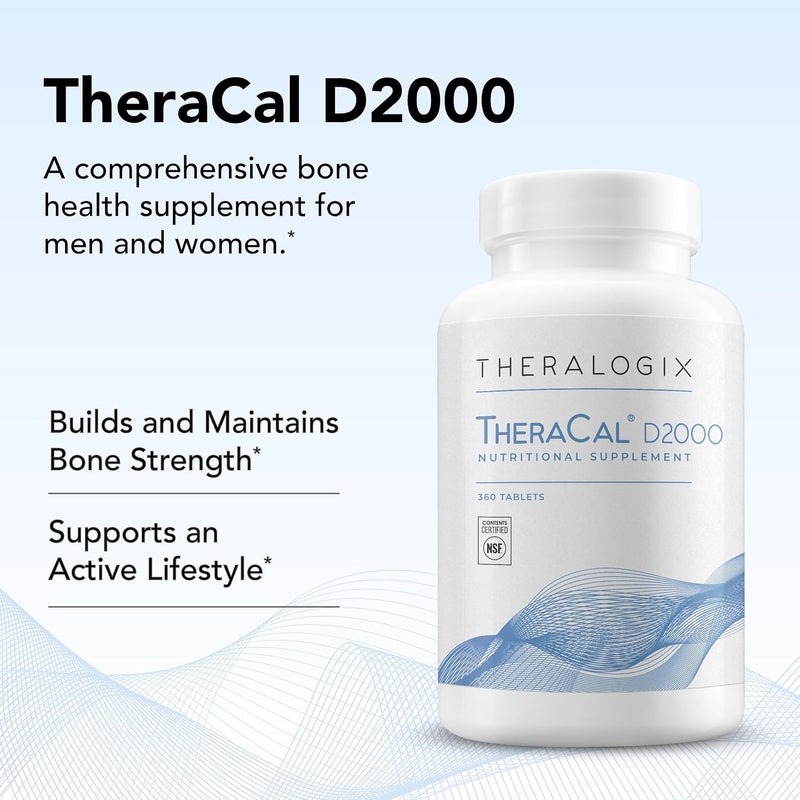 Theralogix TheraCal D2000  Bone Health Support Supplement with Calcium Magnesium Vitamin D3 Vitamin K2  Boron  90Day Supply  NSF Certified  360 Tablets - Image 4