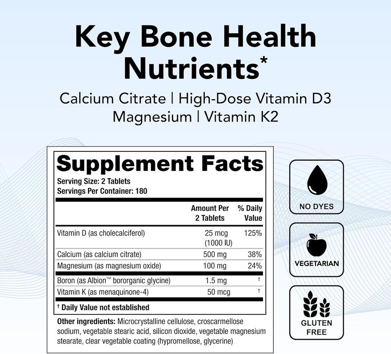 Theralogix TheraCal D2000  Bone Health Support Supplement with Calcium Magnesium Vitamin D3 Vitamin K2  Boron  90Day Supply  NSF Certified  360 Tablets - Image 2