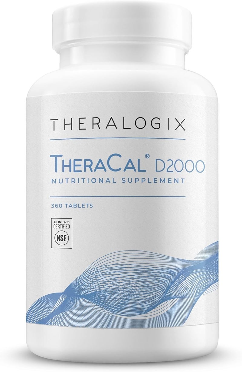 Theralogix TheraCal D2000  Bone Health Support Supplement with Calcium Magnesium Vitamin D3 Vitamin K2  Boron  90Day Supply  NSF Certified  360 Tablets - Image 1