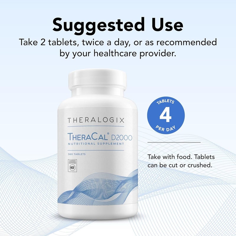 Theralogix TheraCal D2000  Bone Health Support Supplement with Calcium Magnesium Vitamin D3 Vitamin K2  Boron  90Day Supply  NSF Certified  360 Tablets - Image 3