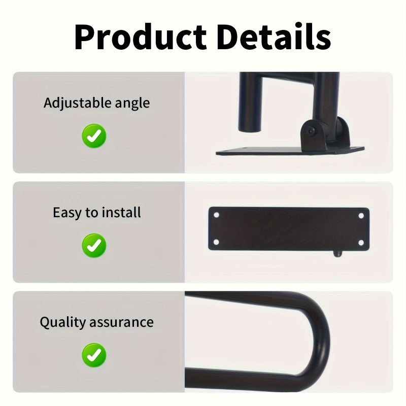 Black Foldable Toilet Safety Rail For Elderly Disabled Grab Handles - Image 5