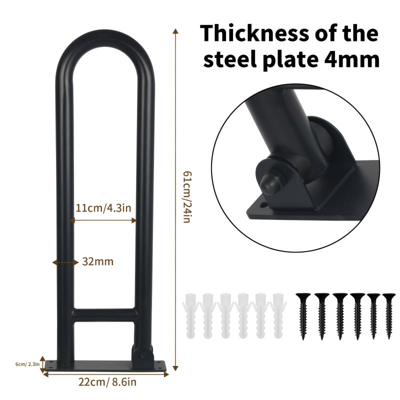 Black Foldable Toilet Safety Rail For Elderly Disabled Grab Handles - Image 3