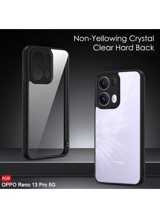 Ultra Hybrid Shockproof Sleek Armor Back Cover Case for Oppo Reno 13 Pro 5G 360° Protection Crystal Clear Hard Back Transparent Cover Case (Black) - Image 2